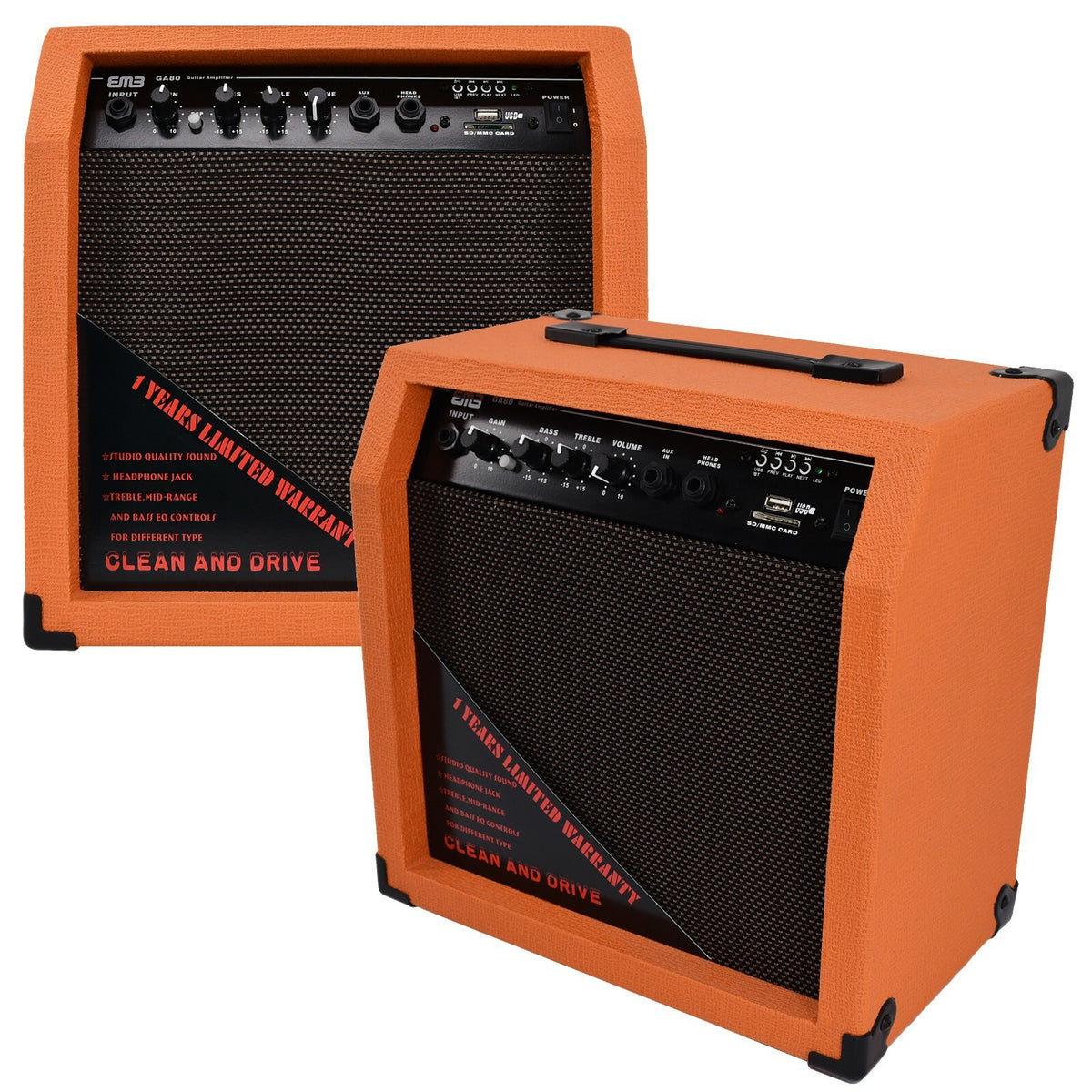 Emb 350 Watts Bluetooth Guitar Amplifier Speaker Powerful Cabinet - SD USB AUX Y