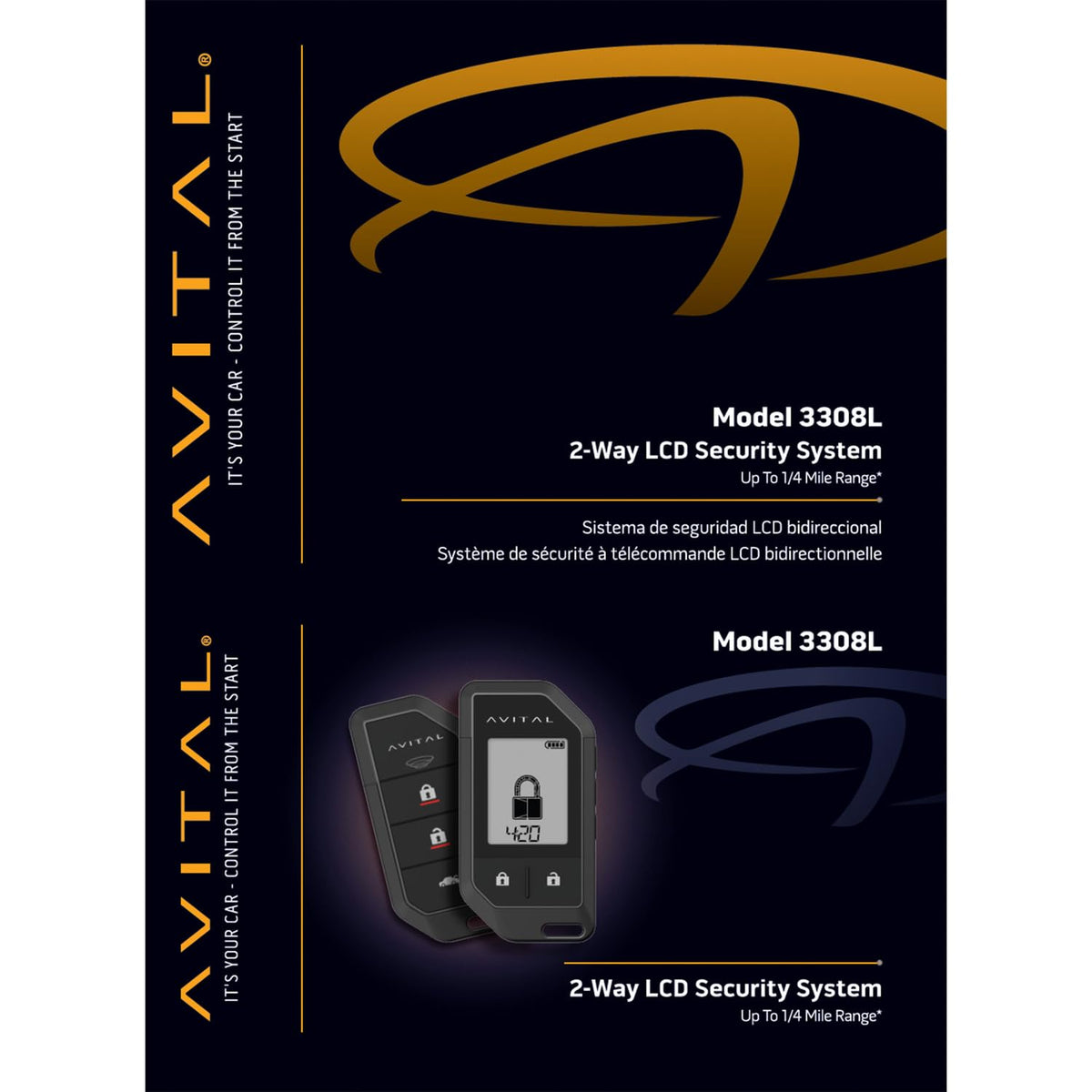 Avital 3308L 2-Way LCD Vehicle Security System