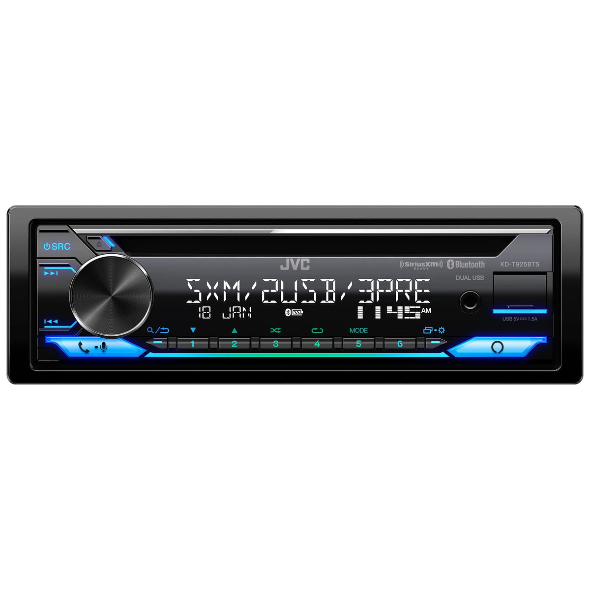 JVC KD-T925BTS Single DIN CD Receiver with Bluetooth