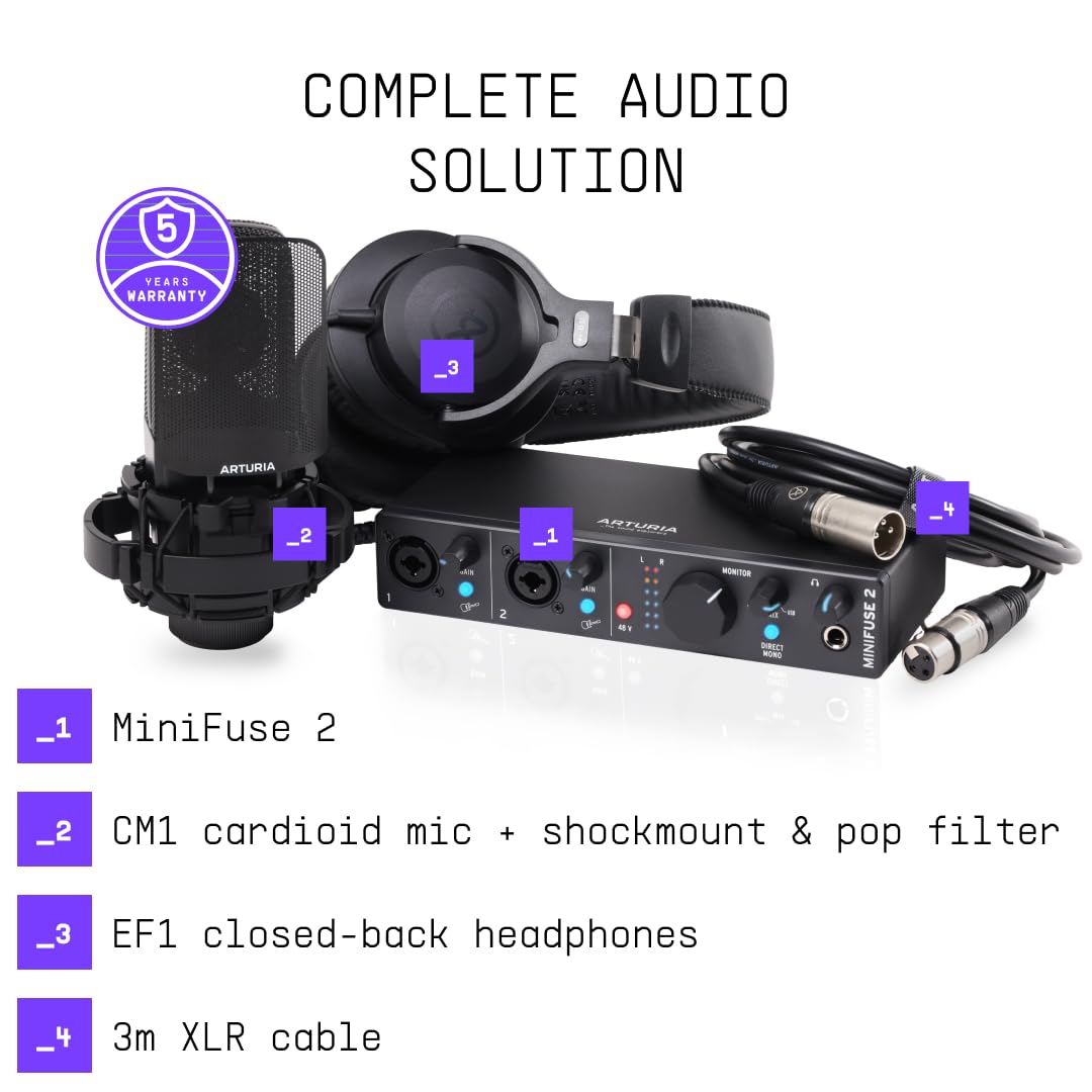Arturia Minifuse USB Audio & Midi Interface, Minifuse 2 Recording Pack