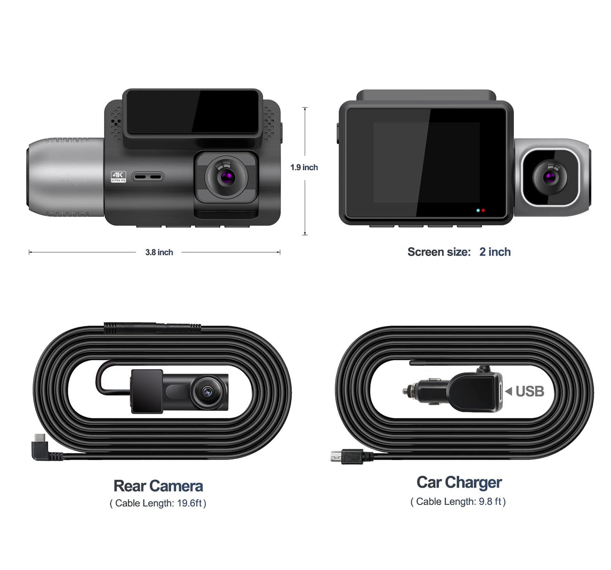 Xtremevision G-422WCH 3-Channel 4K Mirror Dash Cam