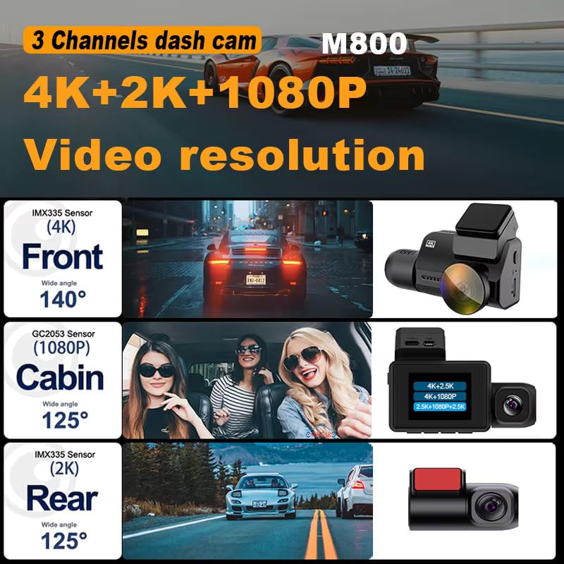 Xtremevision G-444WCH 3-Channel 4K Dash Cam