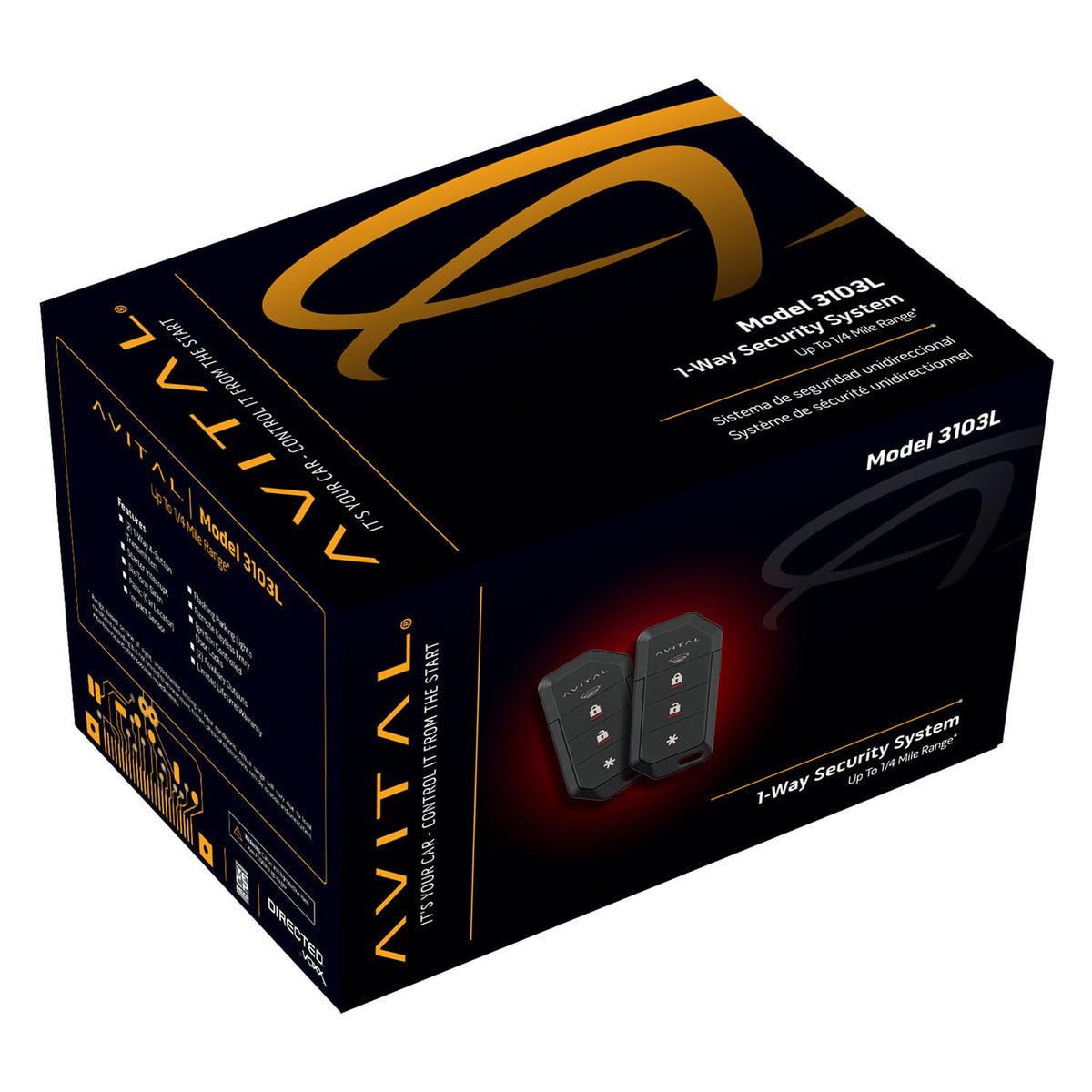 Avital 3103L 1-Way Vehicle Security System with Two Remotes