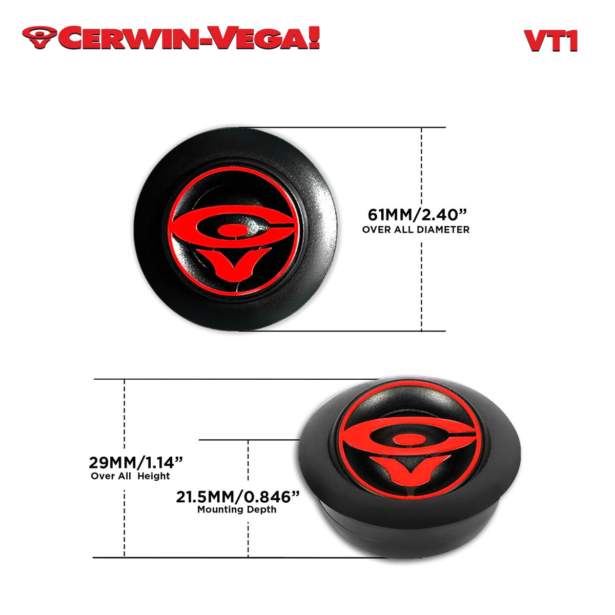 Cerwin-Vega VT1 1" Silk Dome Tweeters