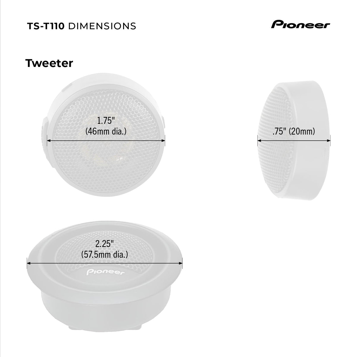 Pioneer TS-T110 7/8" Hard Dome Tweeters