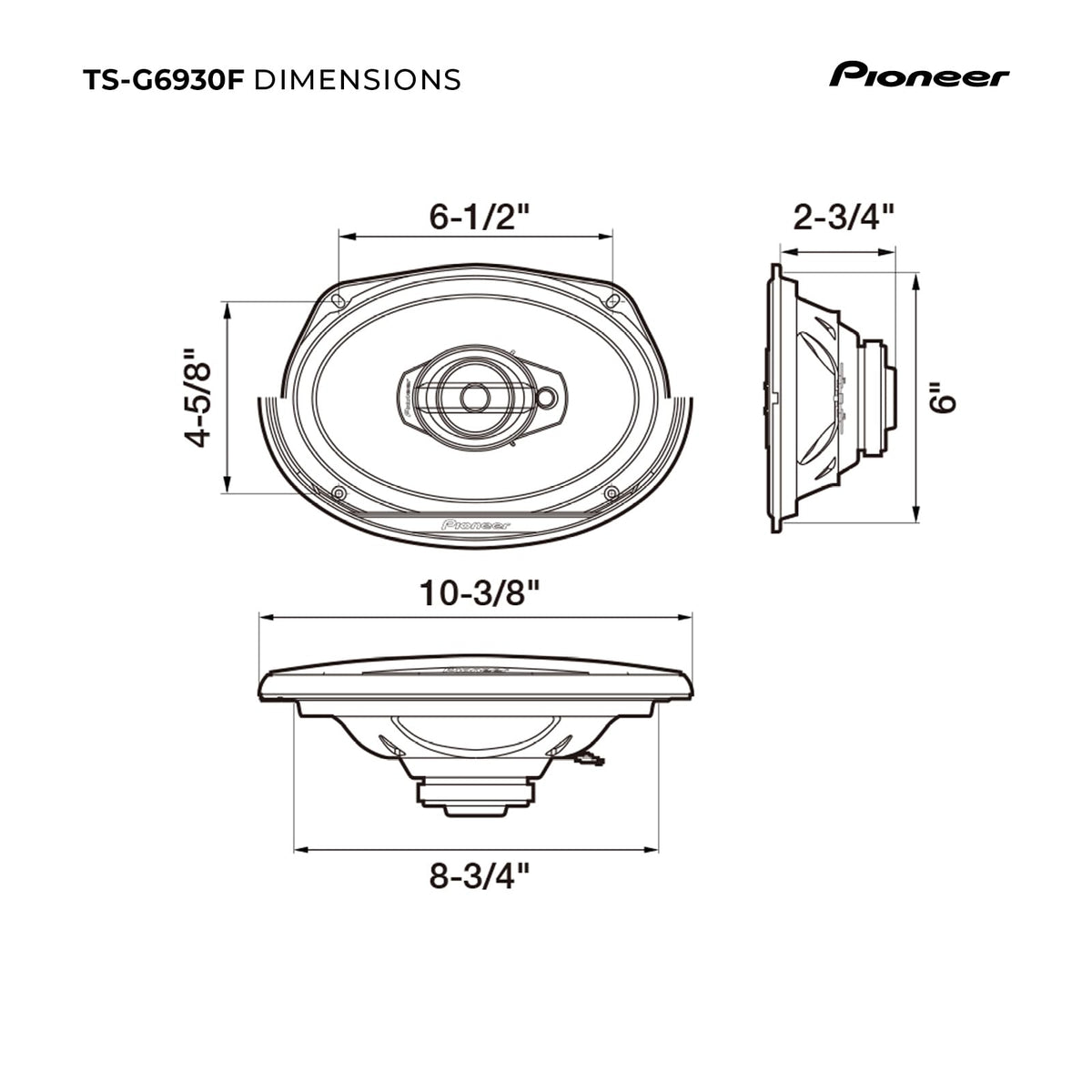 Pioneer TS-G6930F 6 x 9" 3-Way Coaxial Speakers