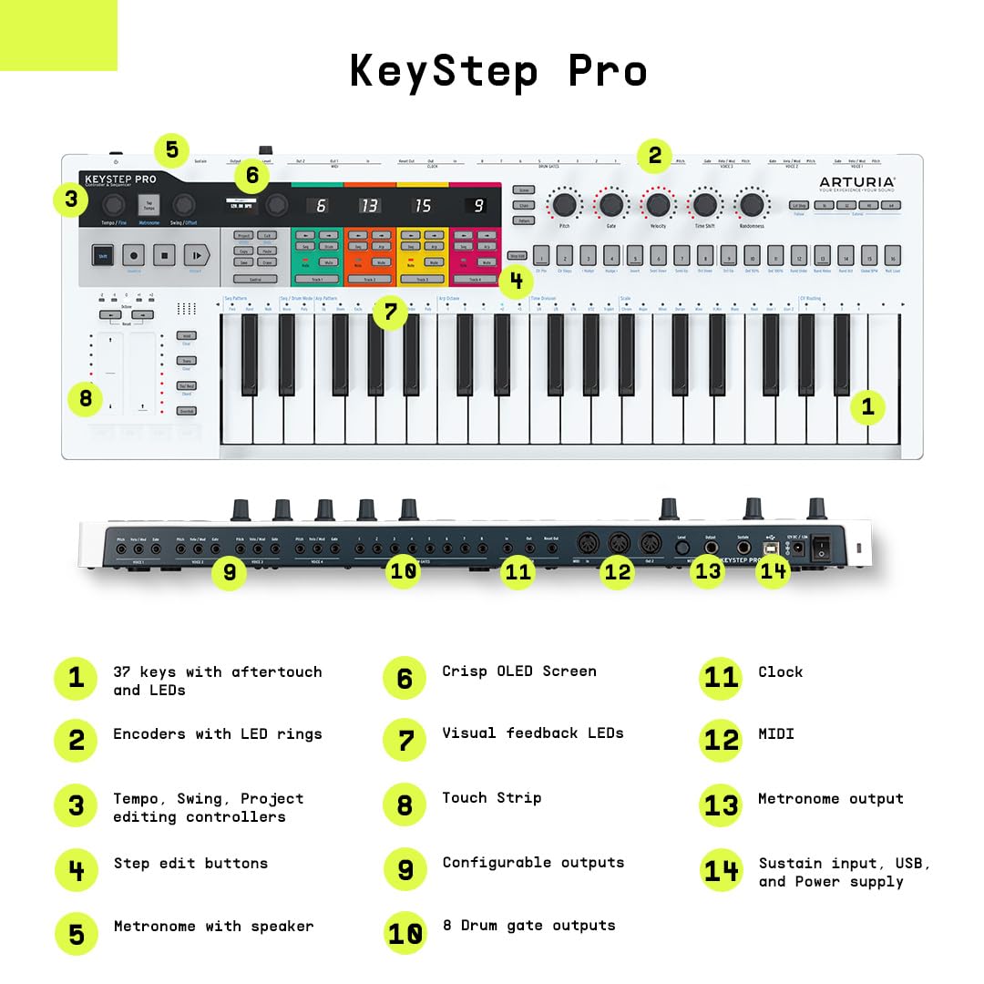 Arturia KEYSTEP-PRO WHITE 37-Key Sequencer Controller