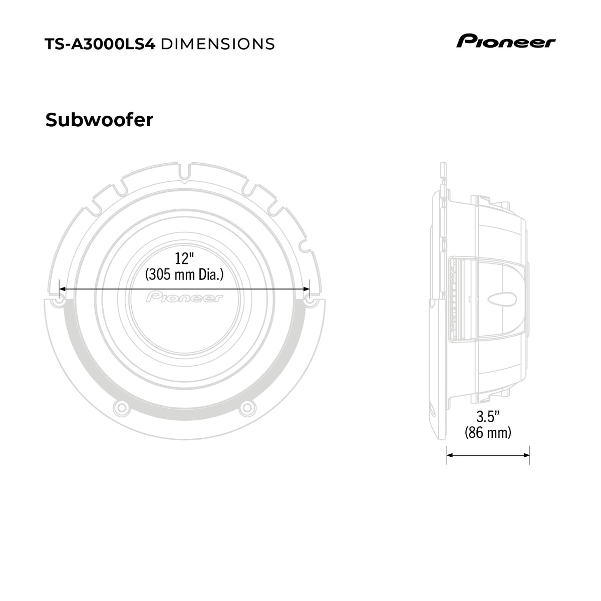 Pioneer TS-A3000LS4 12" Shallow-Mount Subwoofer