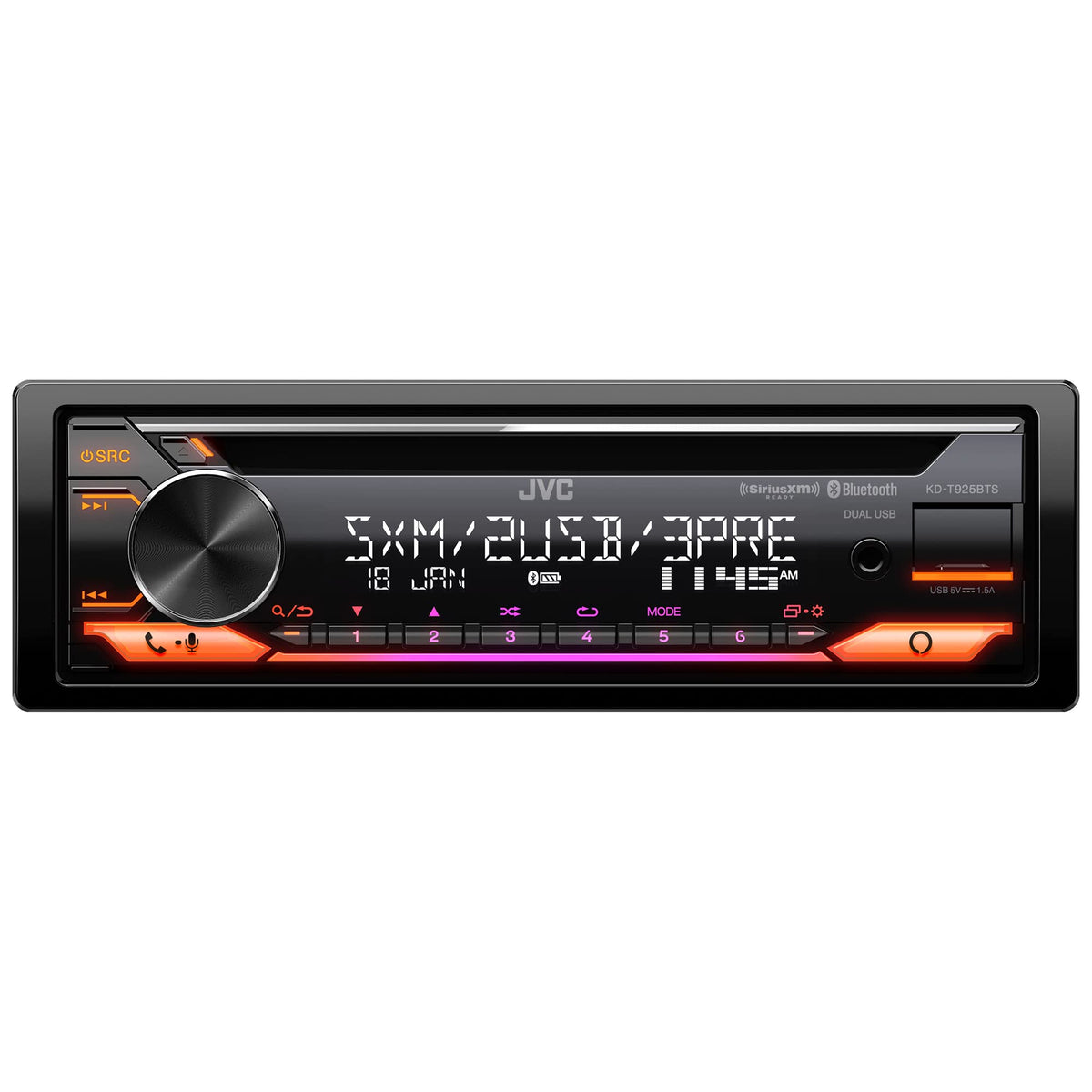 JVC KD-T925BTS Single DIN CD Receiver with Bluetooth