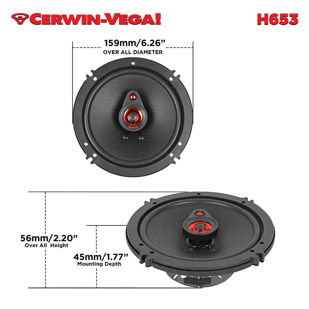 Cerwin-Vega H653 6.5" 3-Way Coaxial Speakers