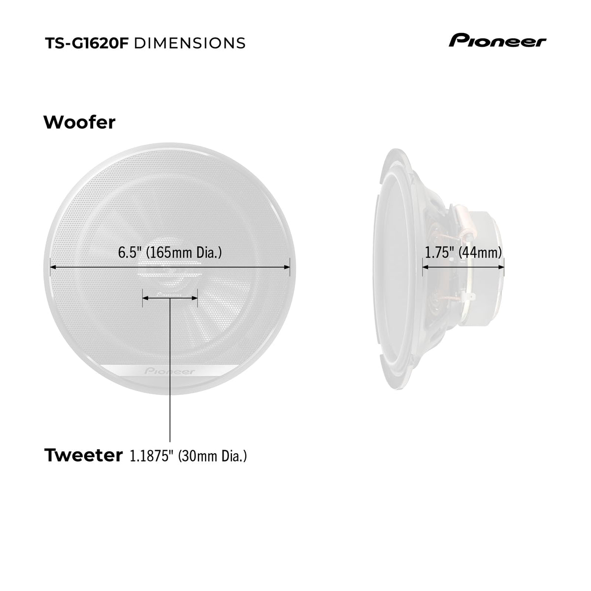 Pioneer TS-G1620F 6.5" 2-Way Coaxial Speakers