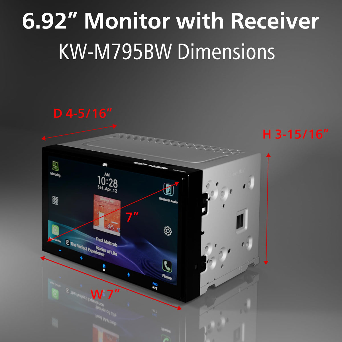 JVC KW-M795BW Double DIN 6.92" HD Digital Media Receiver