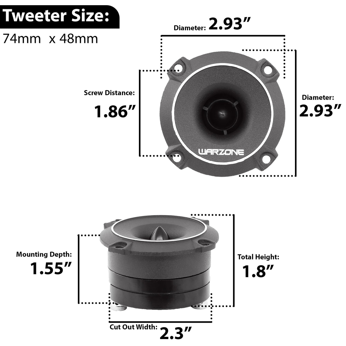 Warzone WZ25TW 2.93" Super Tweeter Speakers