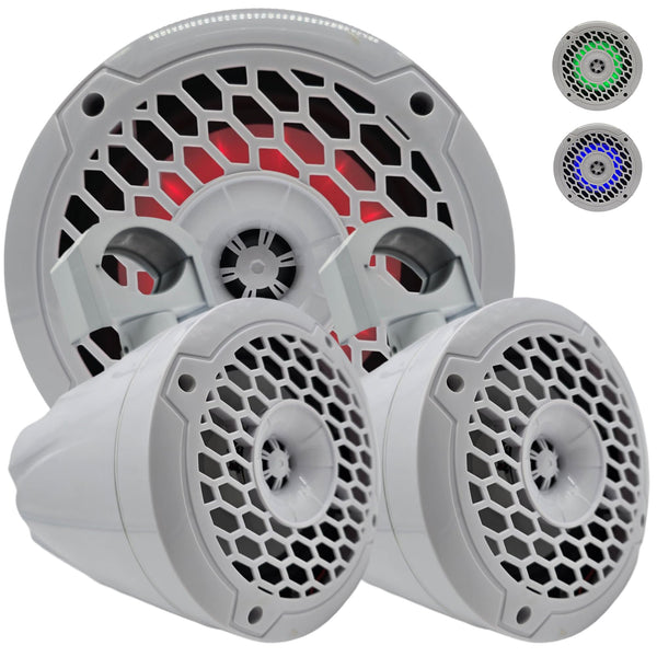 Warzone WZ652MTW 6.5" Marine Box Speakers with RGB LEDs