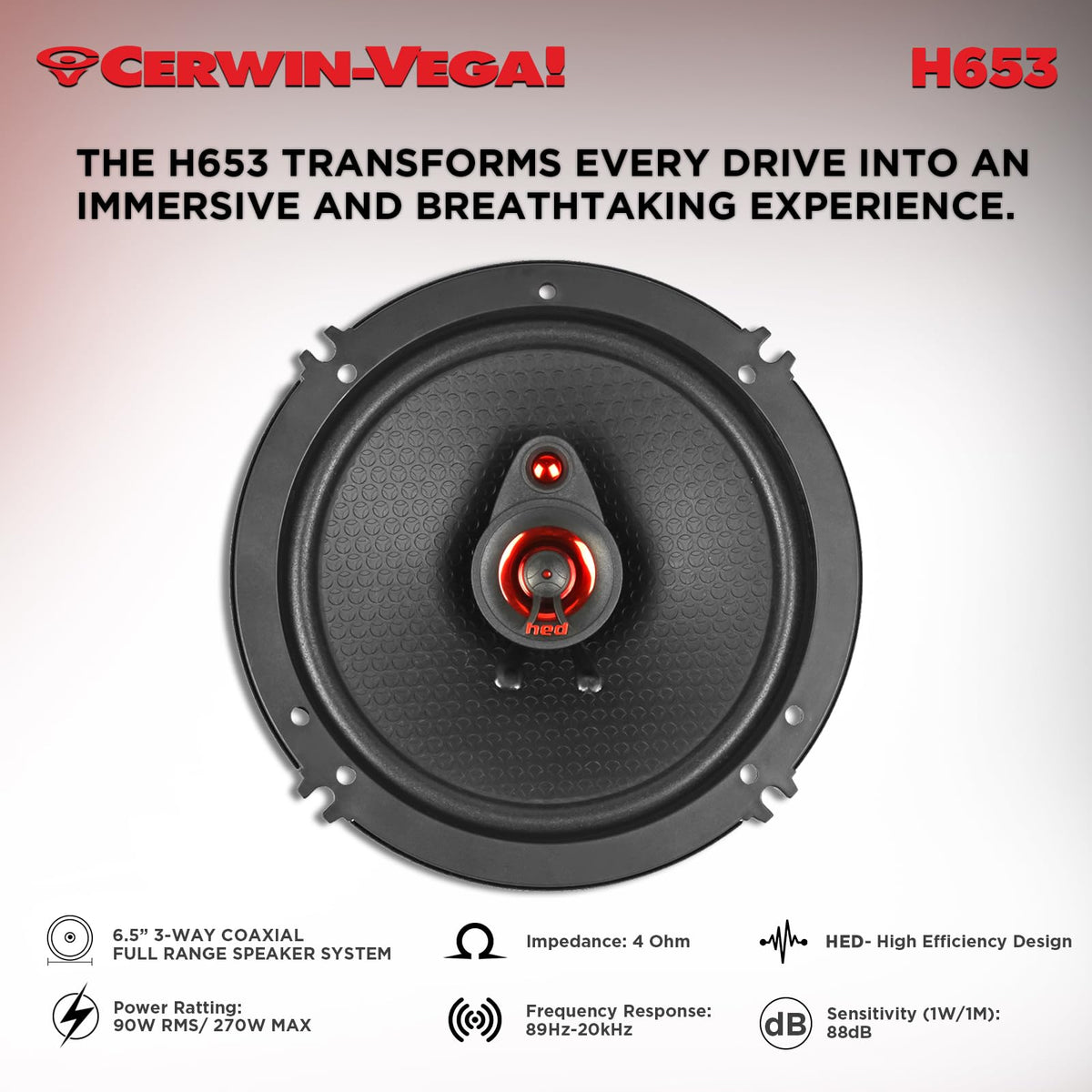 Cerwin-Vega H653 6.5" 3-Way Coaxial Speakers