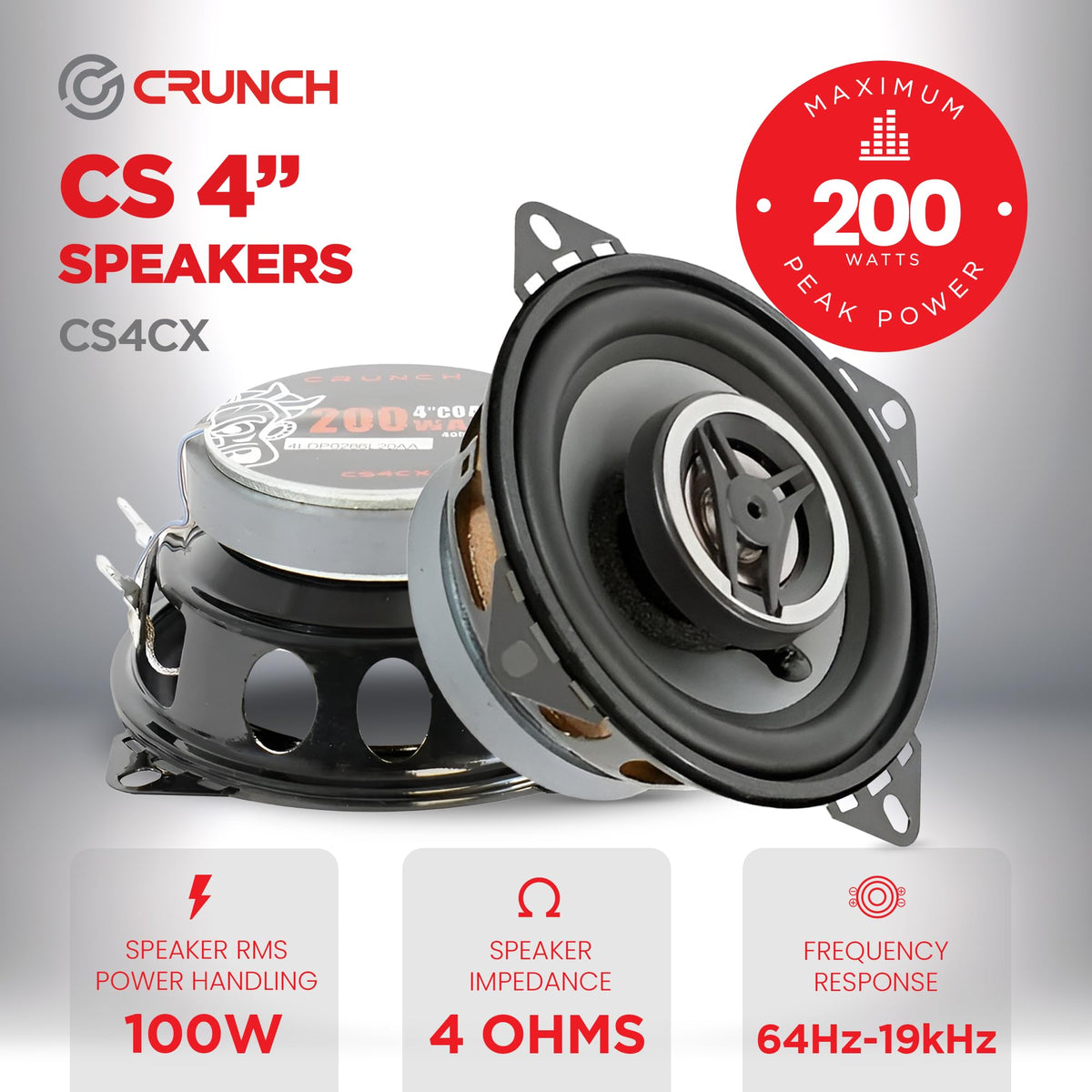 Crunch CS4CX 4-Inch Coaxial Car Speakers