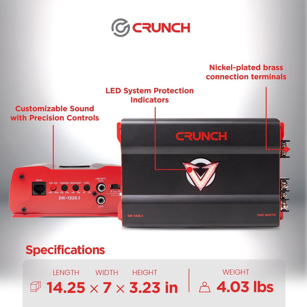 Crunch DR-1325.1 V-Drive Mono Subwoofer Amplifier