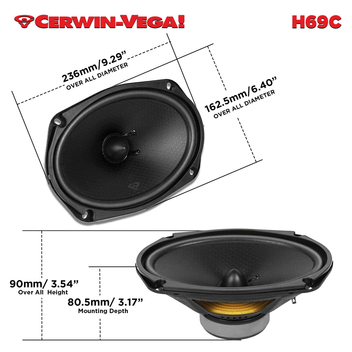 Cerwin-Vega H69C 6×9" 2-Way Component Speaker Set