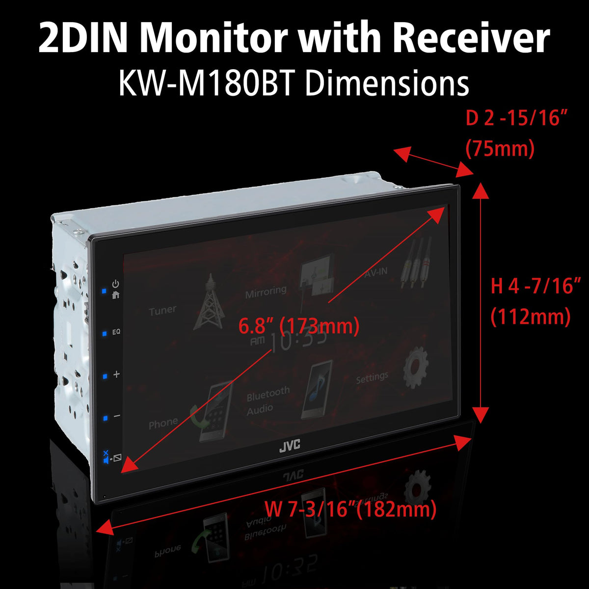JVC KW-M180BT Double DIN 6.75" Digital Media Receiver