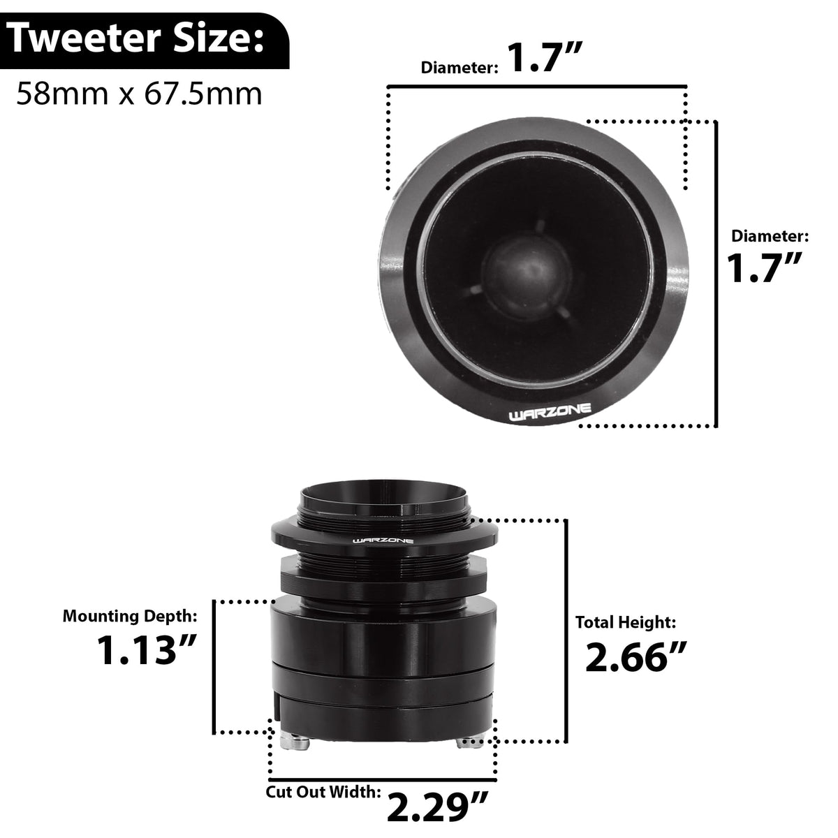 Warzone WZ45TW 1.7" Super Tweeter Speakers (Pair)