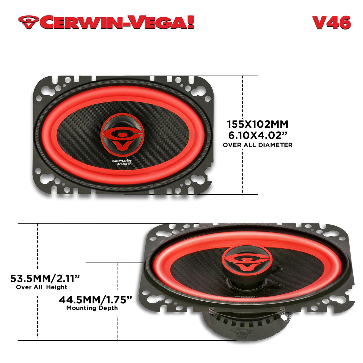 Cerwin-Vega V46 4" x 6" 2-Way Coaxial Speakers