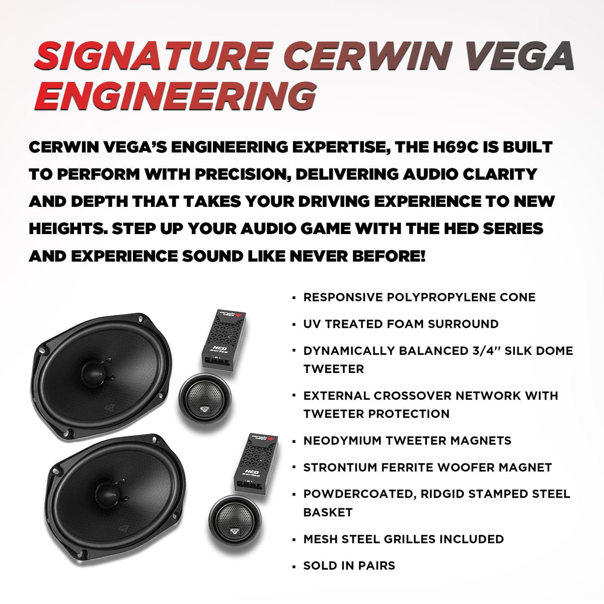 Cerwin-Vega H69C 6×9" 2-Way Component Speaker Set