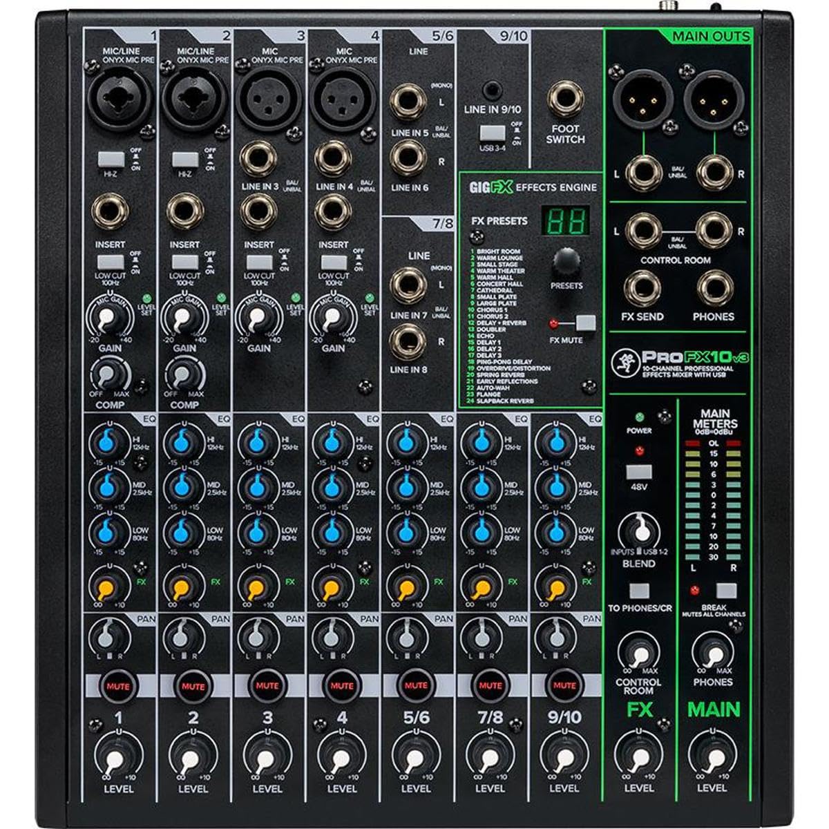 Mackie PROFX10V3 10-Channel USB Analog Mixer
