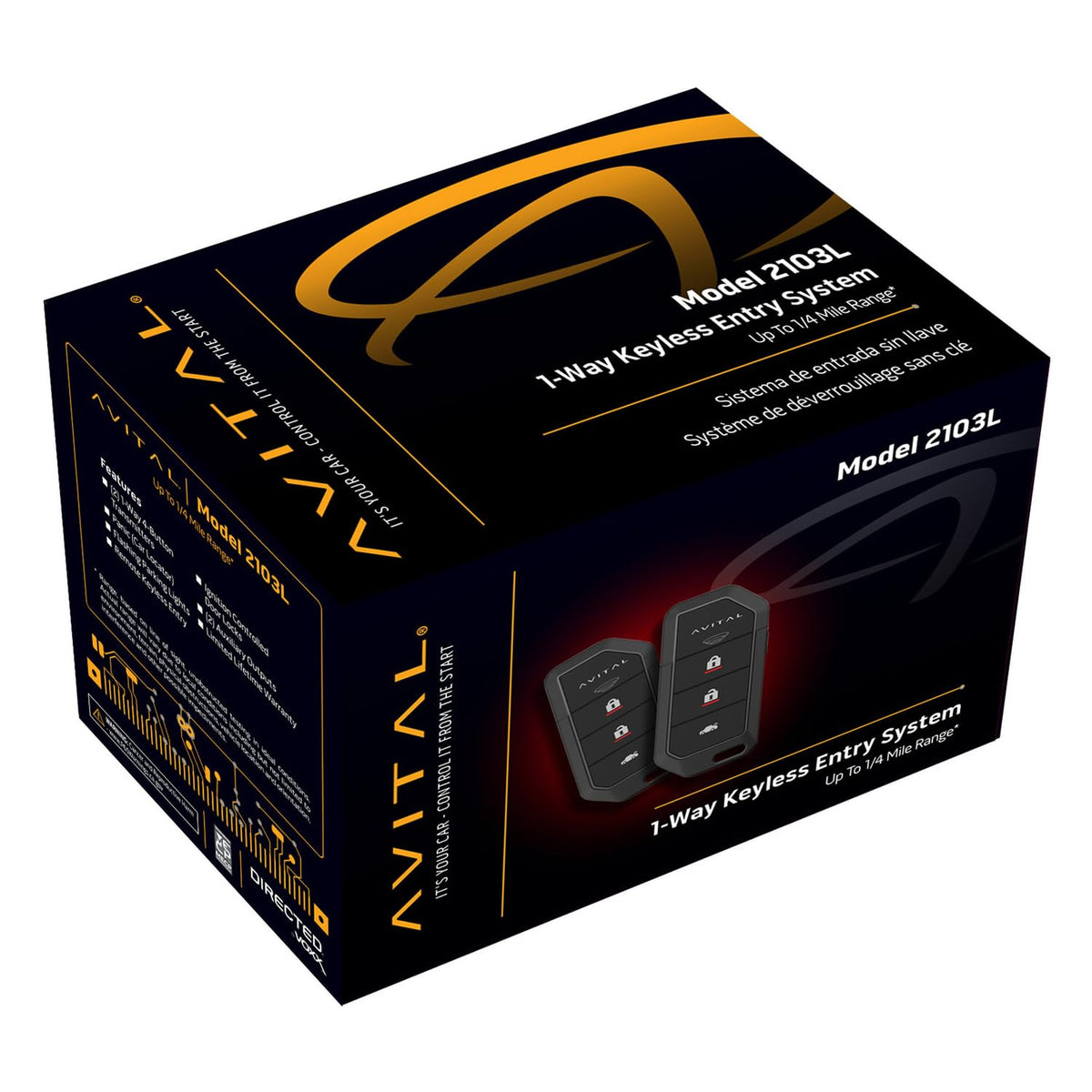 Avital 2103L 1-Way Keyless Entry System with Two Remotes