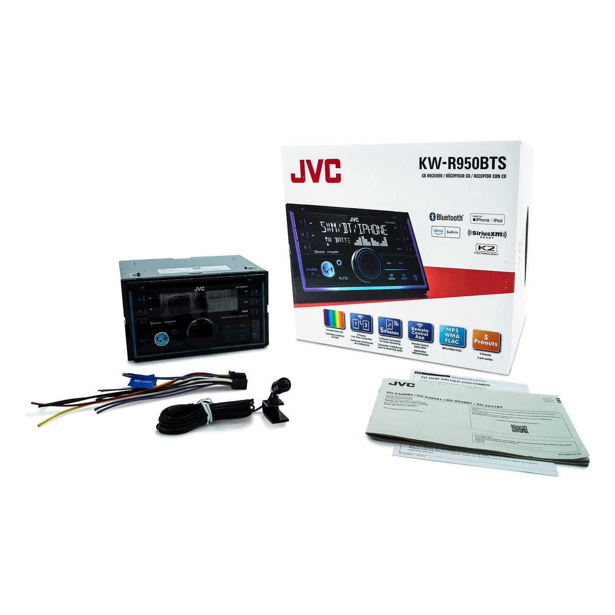 JVC KW-R950BTS Double DIN CD Receiver with Bluetooth