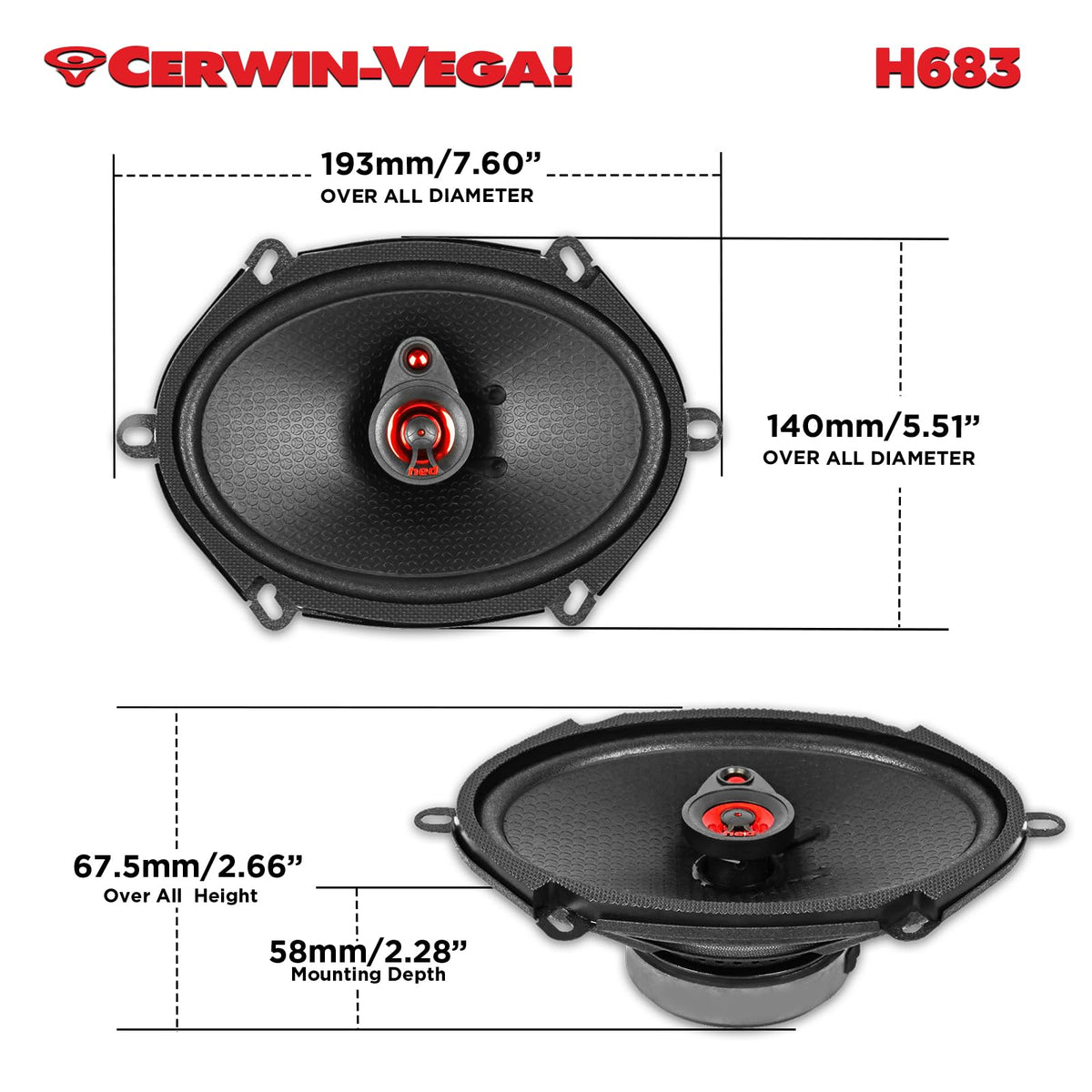 Cerwin-Vega H683 6x8" 3-Way Coaxial Speakers