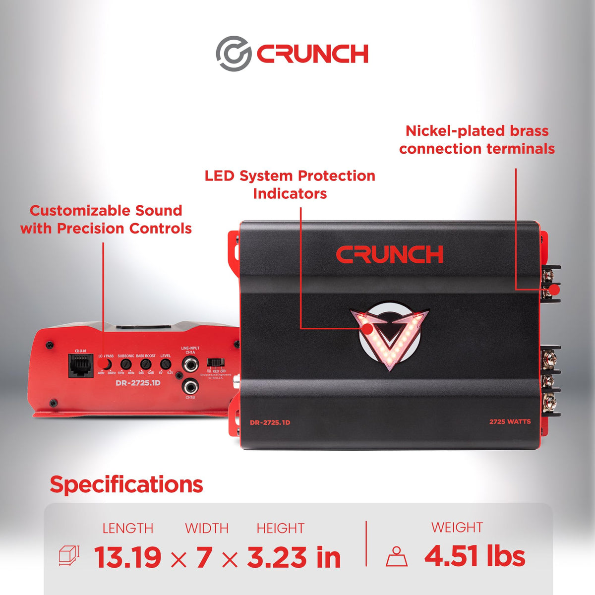 Crunch DR-2725.1D Mono Block Subwoofer Amplifier