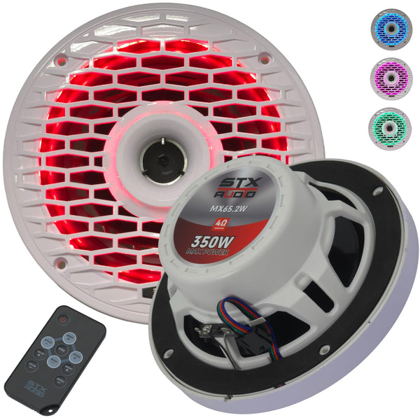 STX Audio MX65-2W 6.5" RGB LED Marine Coaxial Speakers