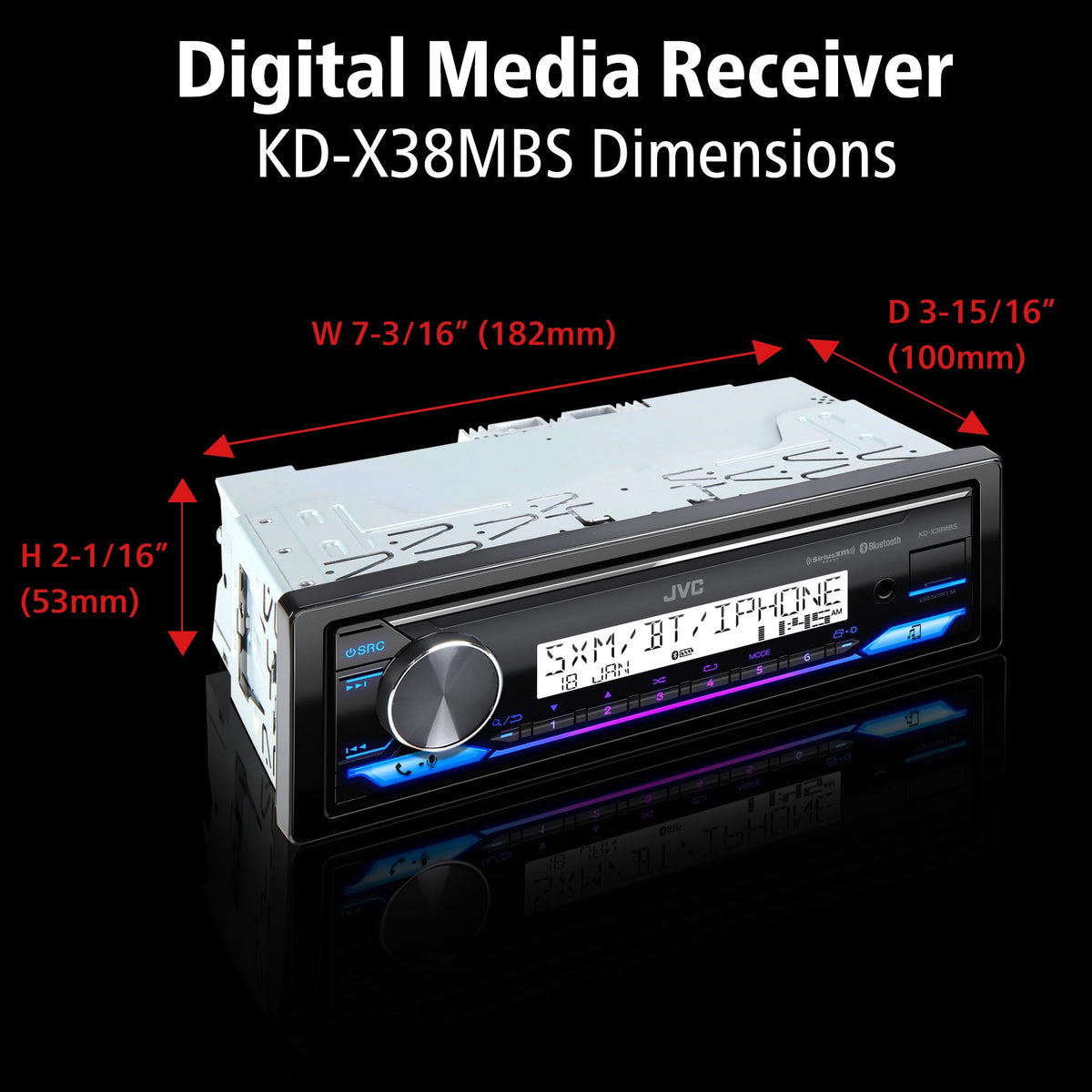 JVC KD-X38MBS Single DIN Marine Digital Media Receiver