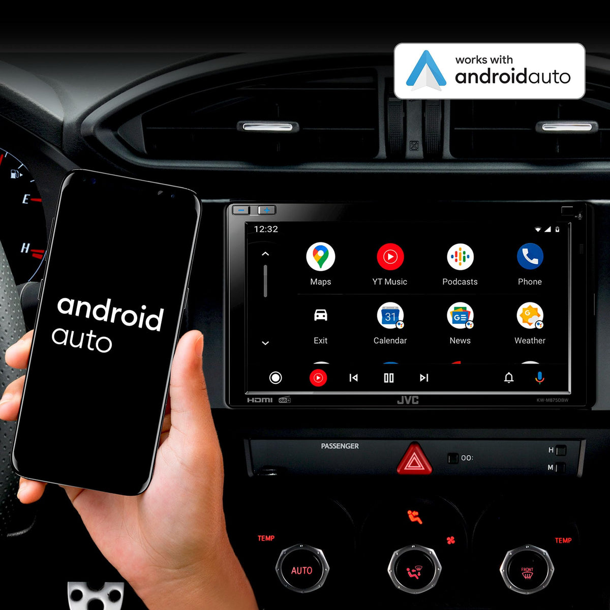 JVC KW-M875BW Double DIN 6.8" Receiver with Wireless CarPlay