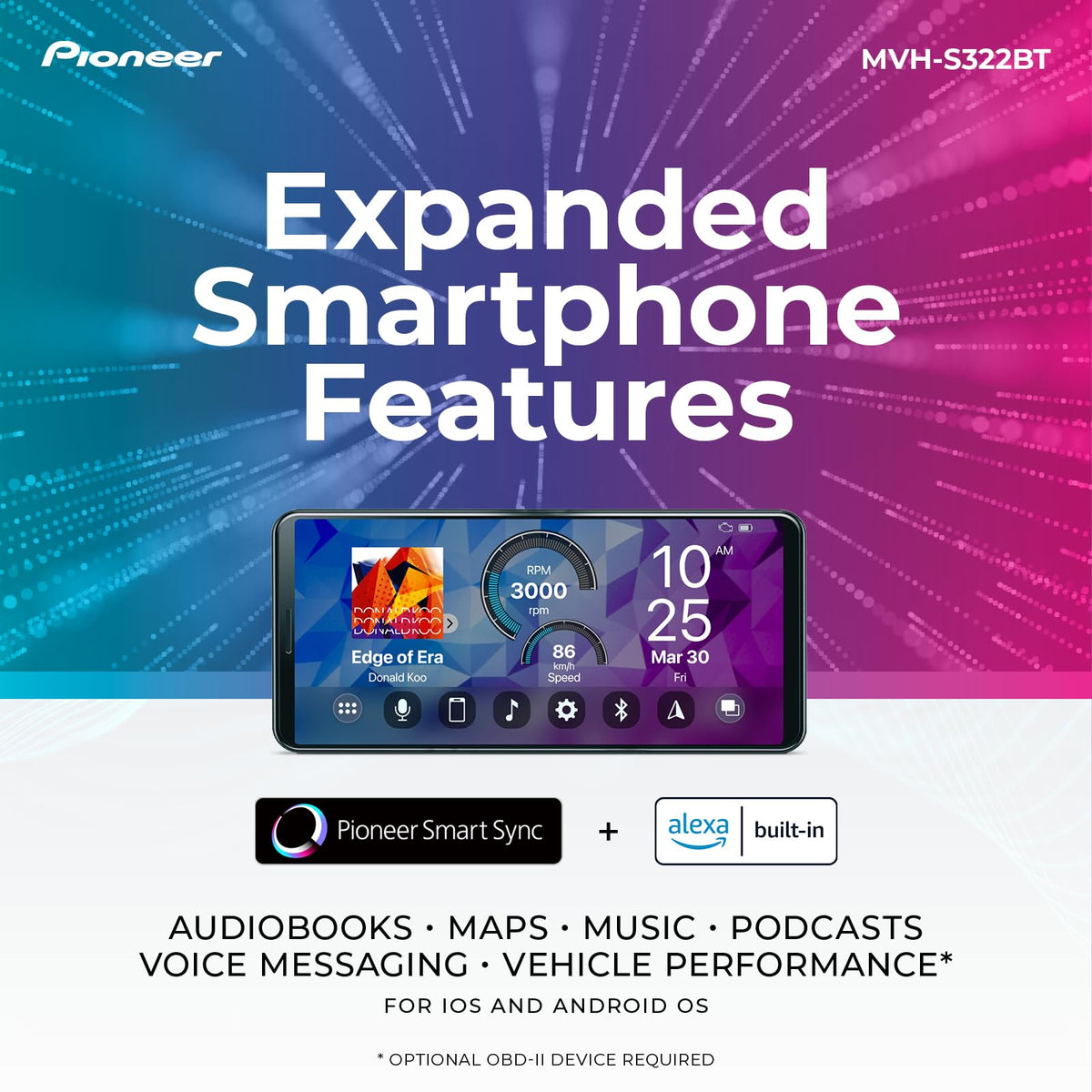 Pioneer MVH-S322BT Single DIN Digital Media Receiver