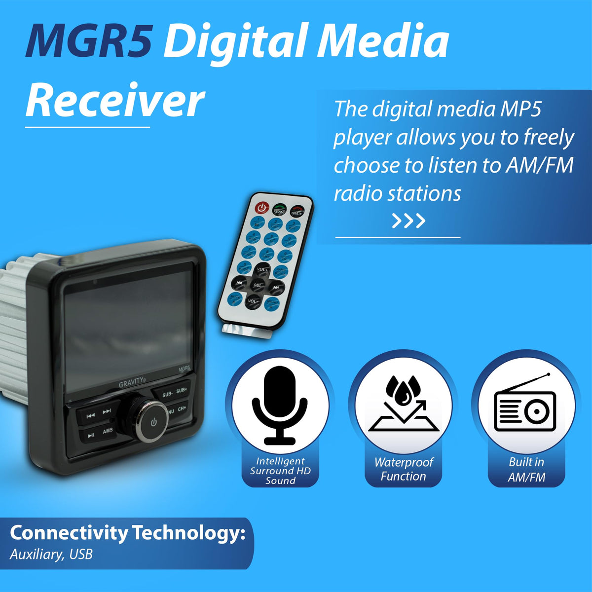 Gravity MGR5 Marine Digital Media Receiver