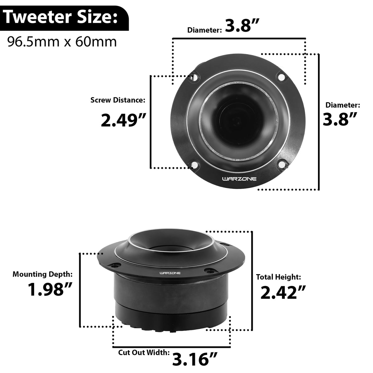 Warzone WZ35TW 3.8" Super Tweeter Speakers
