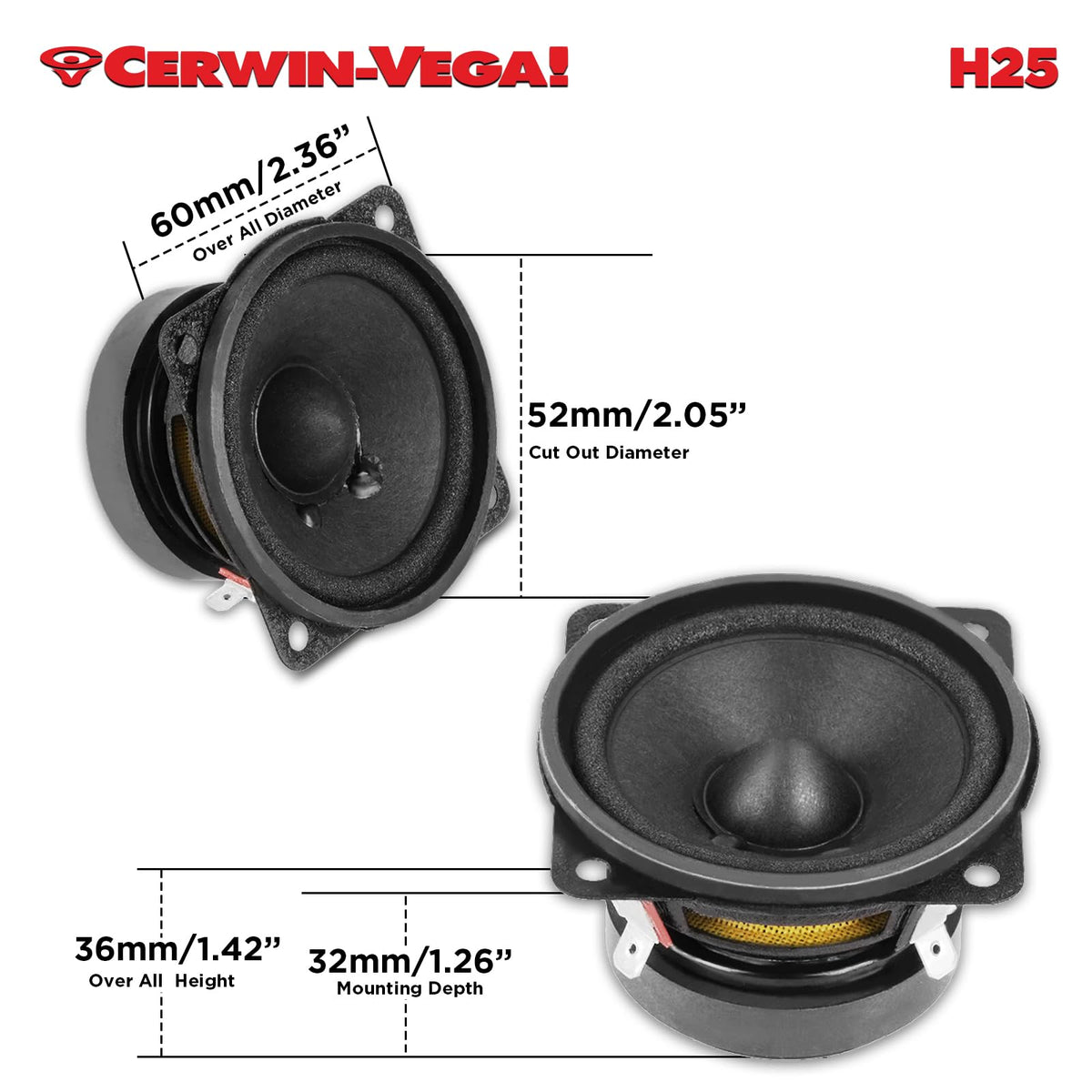 Cerwin-Vega H25 2.5" Full-Range Car Speakers