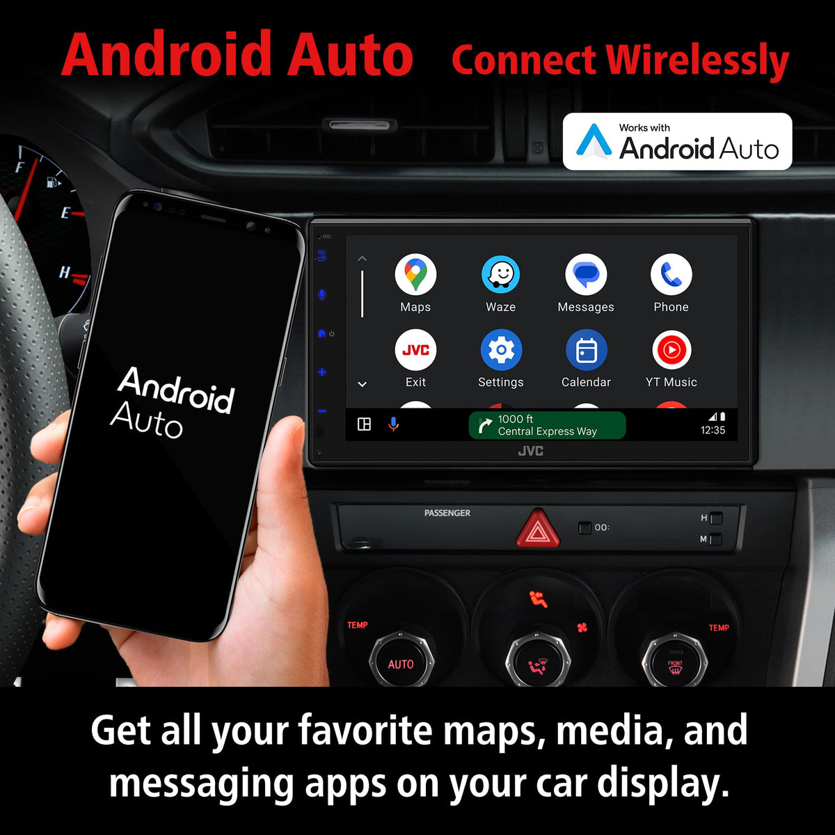 JVC KW-M690BW Double-DIN 6.8" Wireless CarPlay Receiver