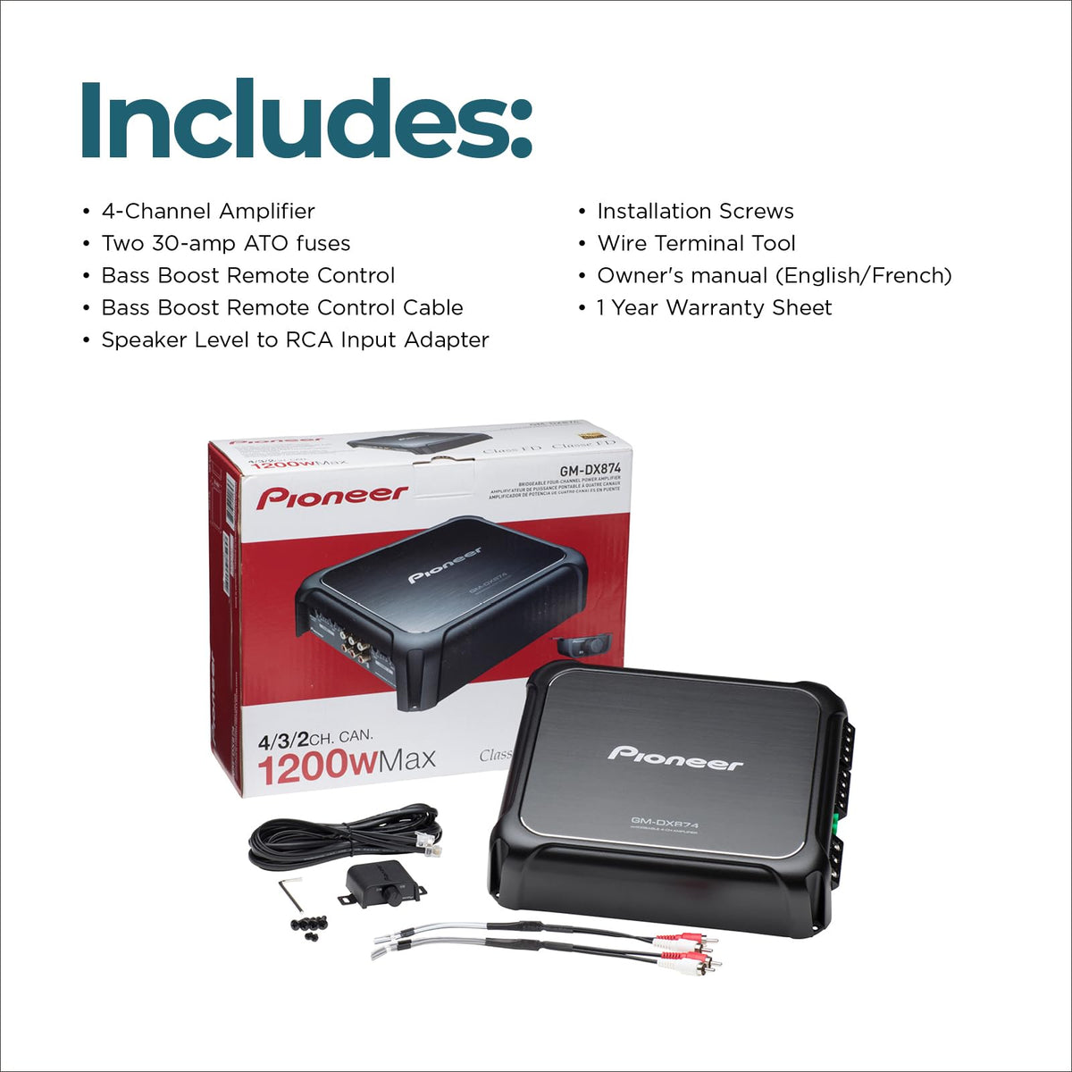 Pioneer GM-DX874 4-Channel Class-D Car Amplifier
