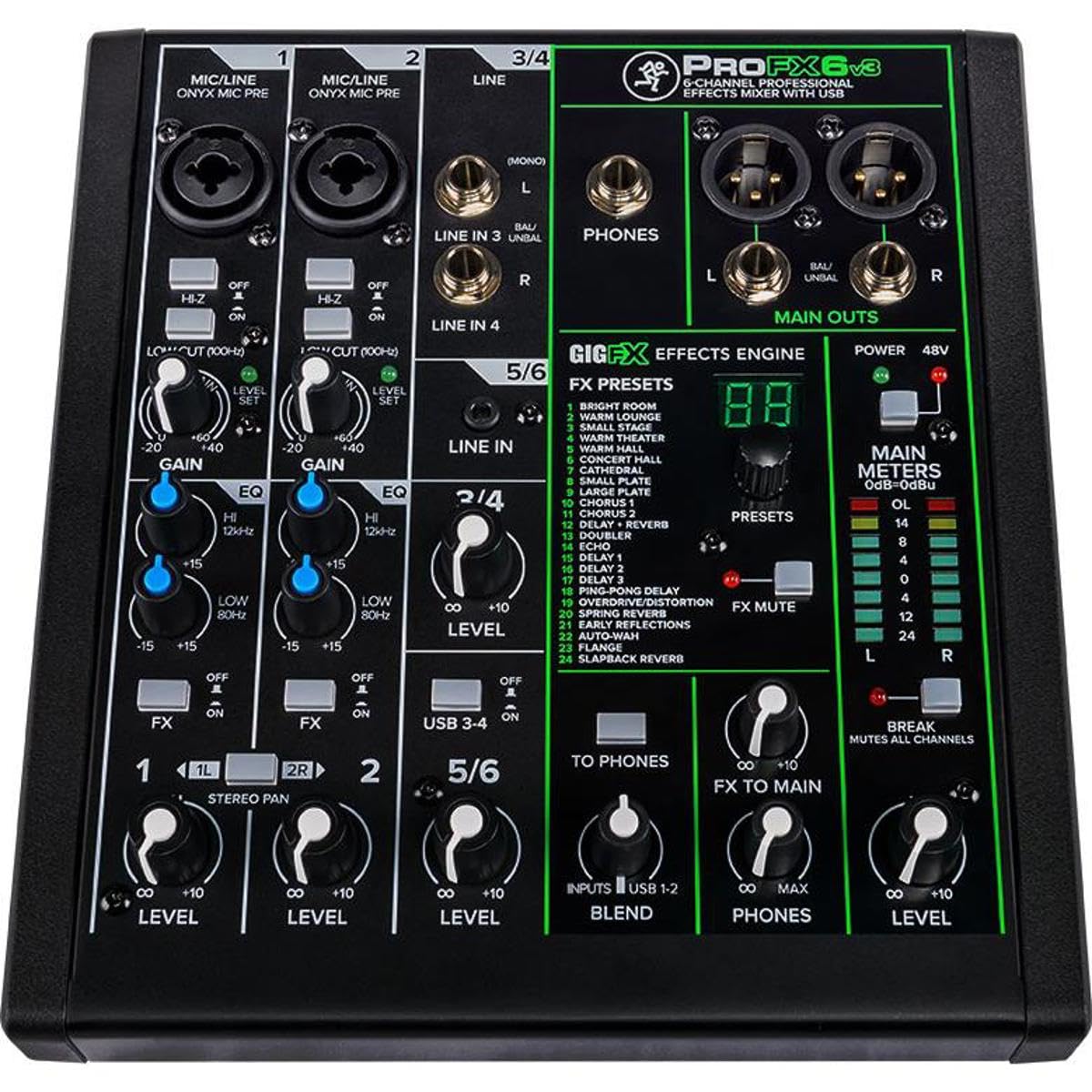 Mackie ProFX6v3 6-Channel Analog USB Mixer