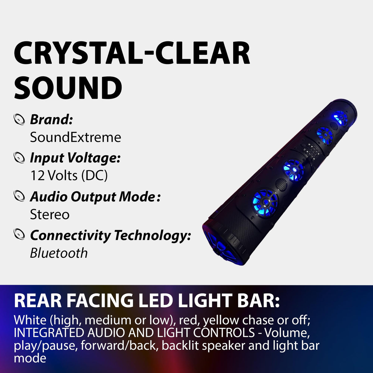 Gravity GTVL74BT 26" Amplified Powersports Soundbar