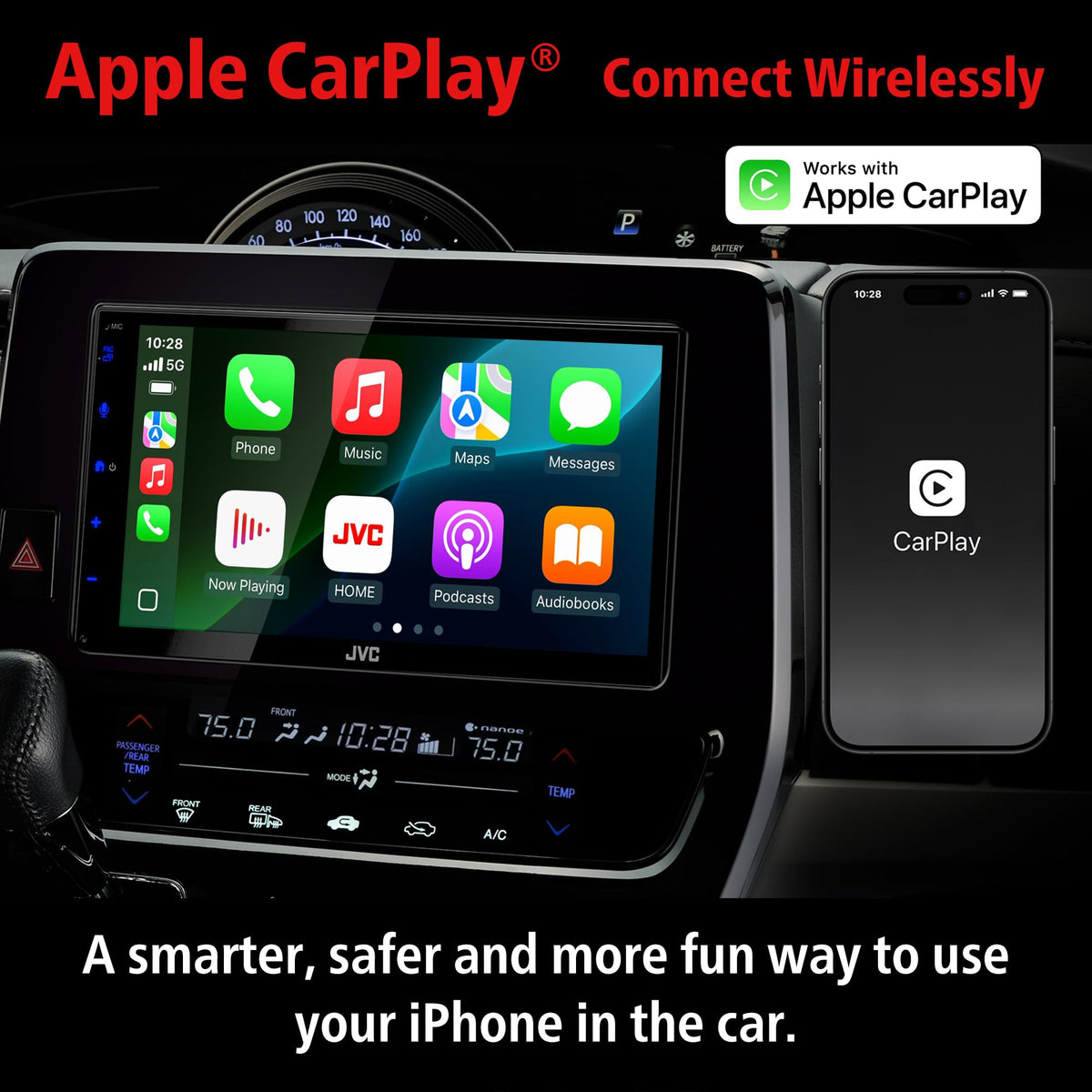 JVC KW-M690BW Double-DIN 6.8" Wireless CarPlay Receiver