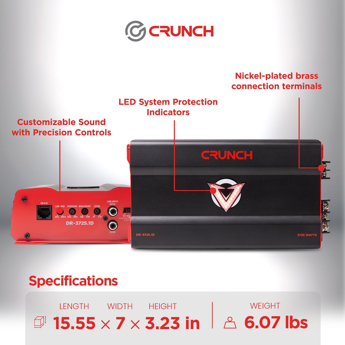 Crunch DR-3725-1D Mono Subwoofer Amplifier