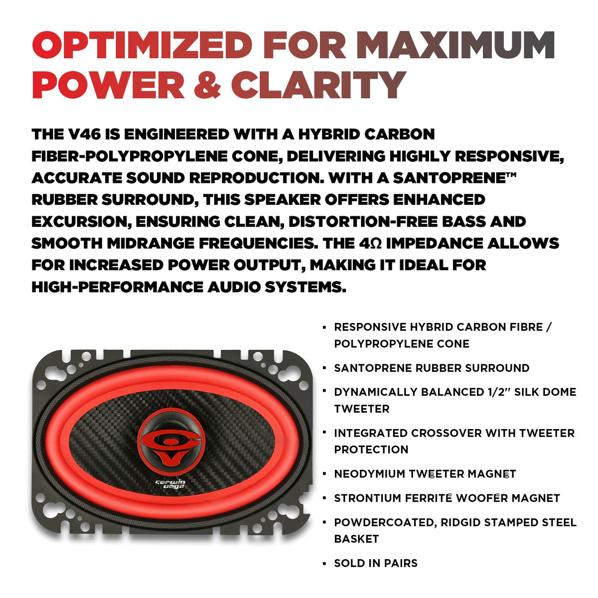 Cerwin-Vega V46 4" x 6" 2-Way Coaxial Speakers
