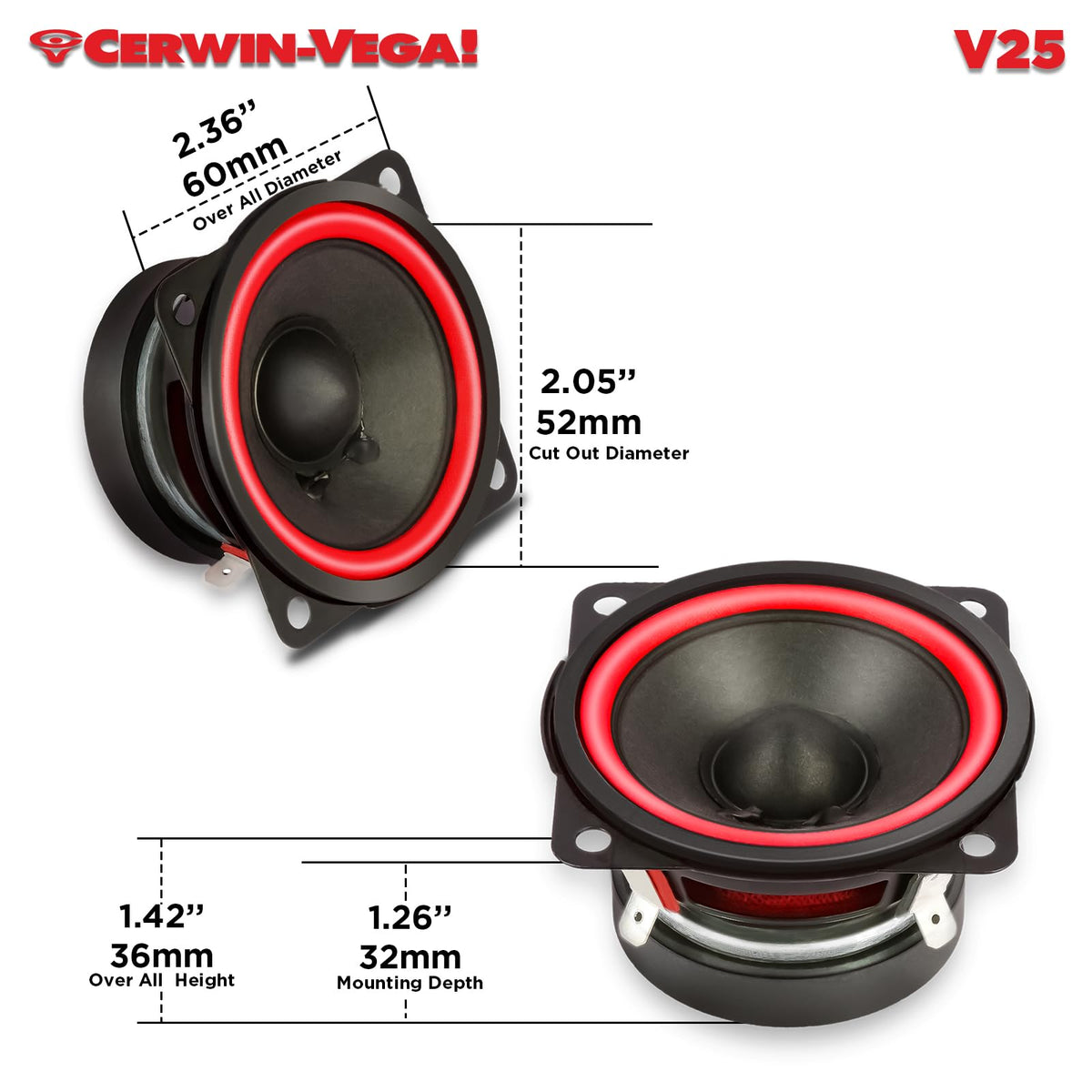 Cerwin-Vega V25 2.5" Midrange Speaker Pair