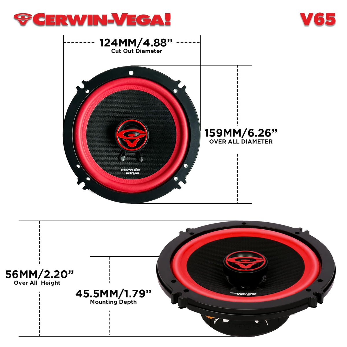 Cerwin Vega CER-V65 6.5" 2-Way Coaxial Speakers