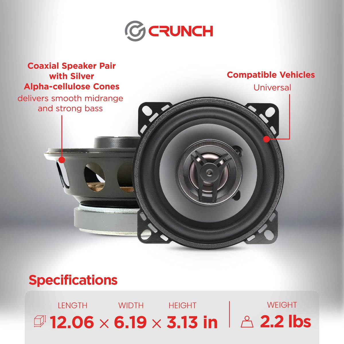 Crunch CS4CX 4-Inch Coaxial Car Speakers