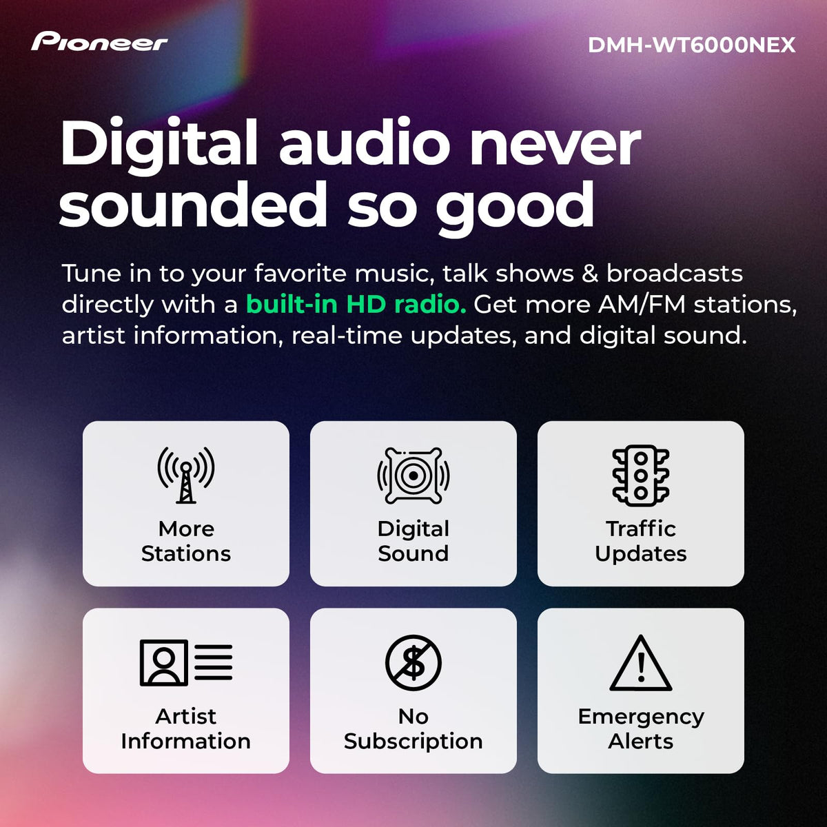 Pioneer DMH-WT6000NEX 10.1" Single DIN Multimedia Receiver