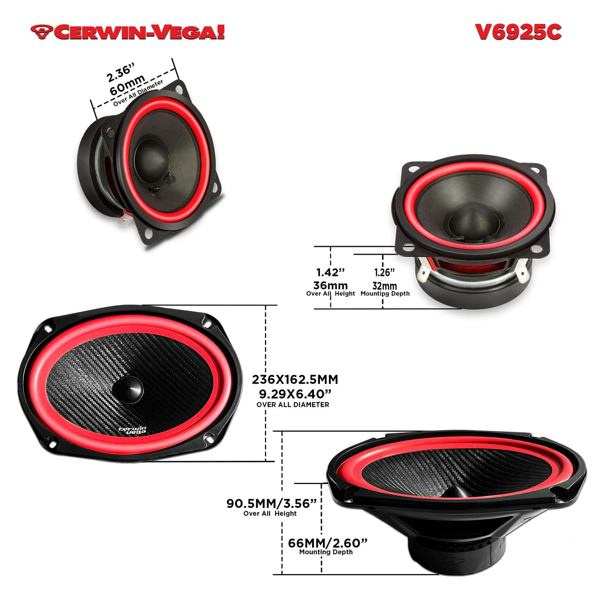 Cerwin Vega V6925C 6x9" 3-Way Component Speaker System